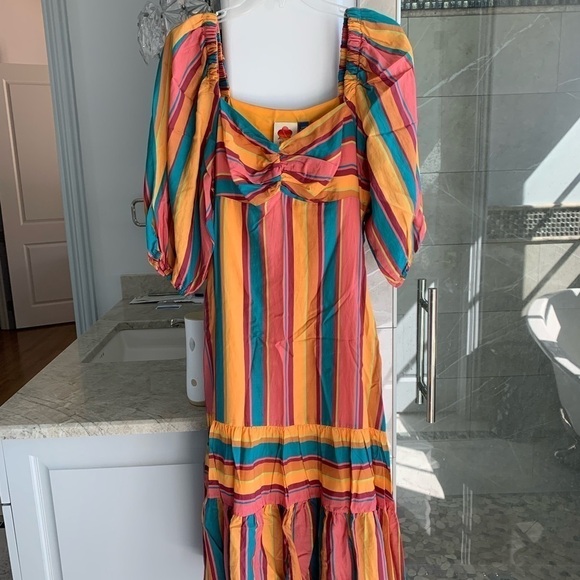 Farm Rio Rainbow Stripe Midi Dress - Picture 6 of 13